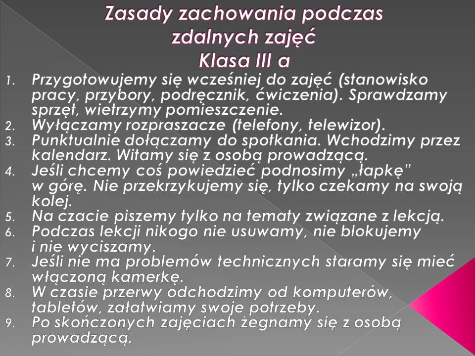 Zasady trzecioklasistów.