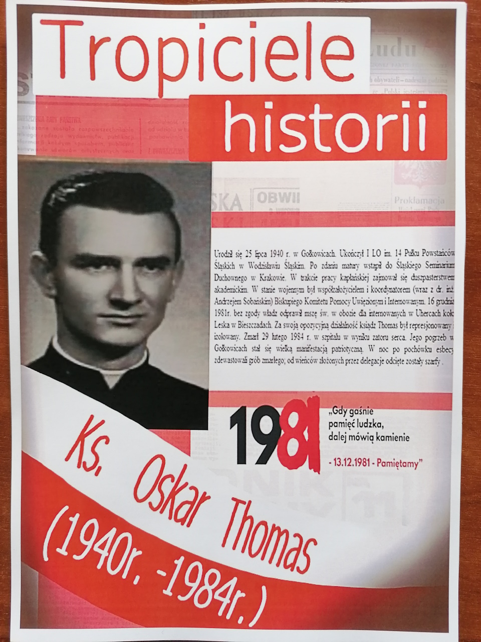 Plakat nt Stanu Wojennego we wsponieniach