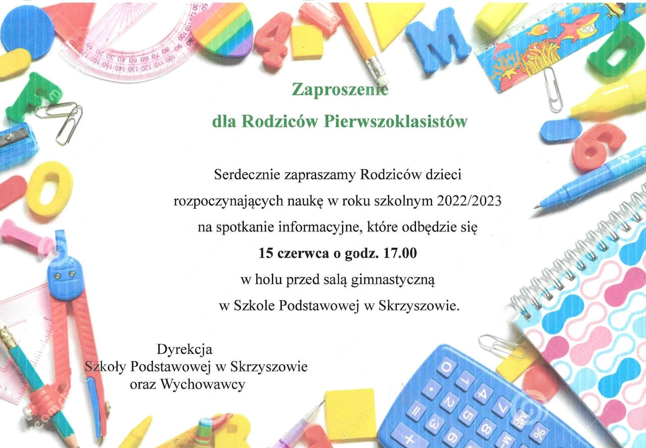Informacja o spotkanie dla rodziców przyszłorocznych pierwszoklasistów