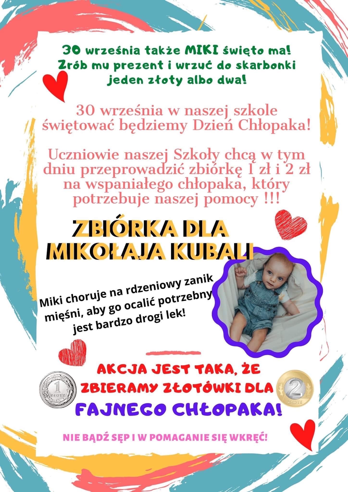 Plakat ze zbiórką dla Mikołaja
