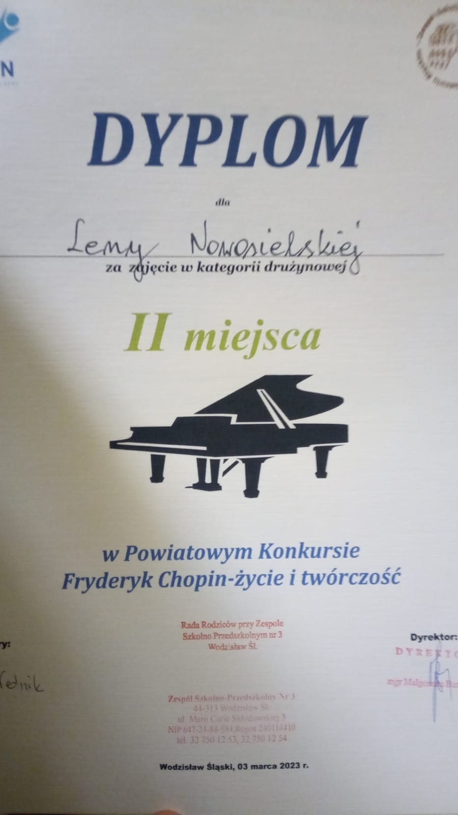 Dyplom Leny. Dyplom Leny.